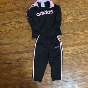 Adidas Black Tracksuit with Pink Highlights